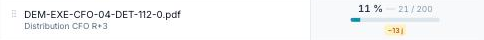 PDF_Arch03.pdf row with the percentage updated to 11 %, i.e. 21 out of 200