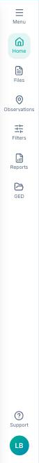 Collapsed sidebar, with the Menu button and the Home and Files shortcuts