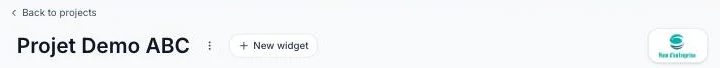 New widget button at the top of the dashboard, next to the project name