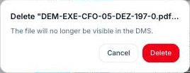 Confirmation window for deleting a file