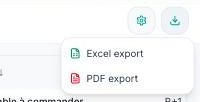 List export button with the Excel export and PDF export options