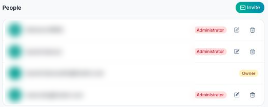 People section of the Stakeholders tab with the Invite button