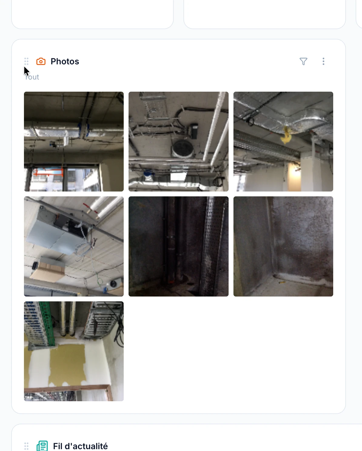 Poignée de déplacement en haut à gauche du widget Photos